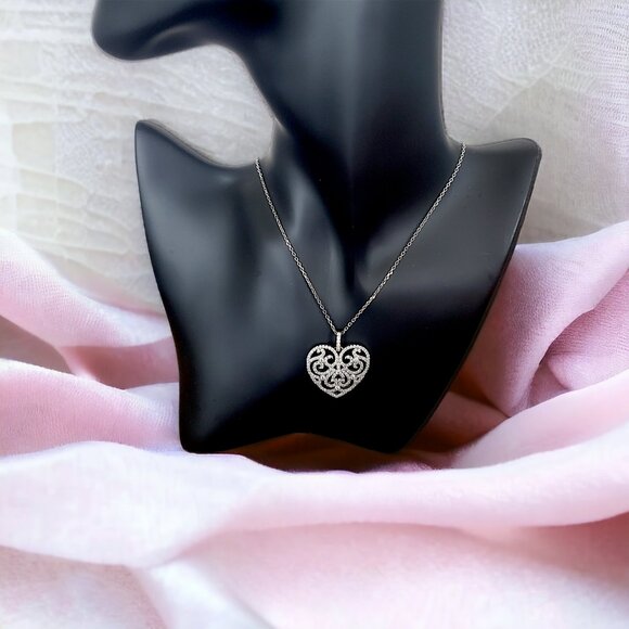 Macy's Cubic Zirconia Heart Necklace - Picture 2 of 5